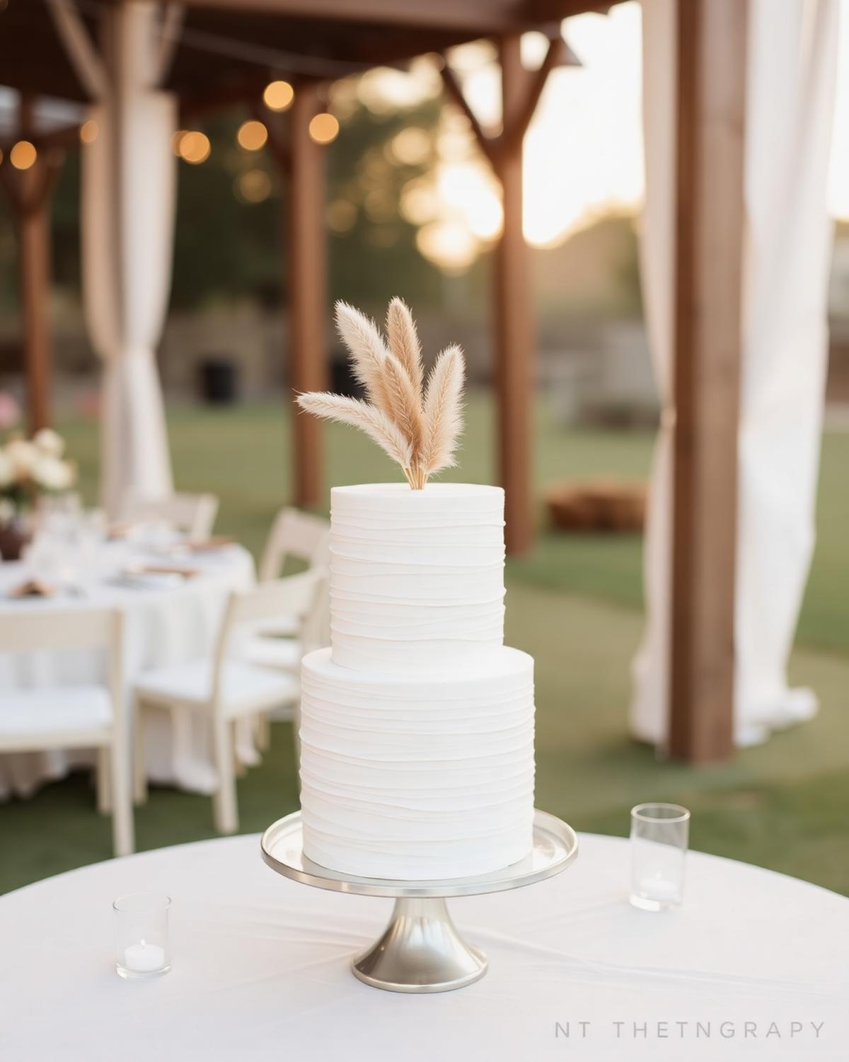 Elegant textured ivory wedding cake for a Triad Area wedding